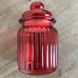 Retro Ridged Lidded Glass Apothecary Cannister